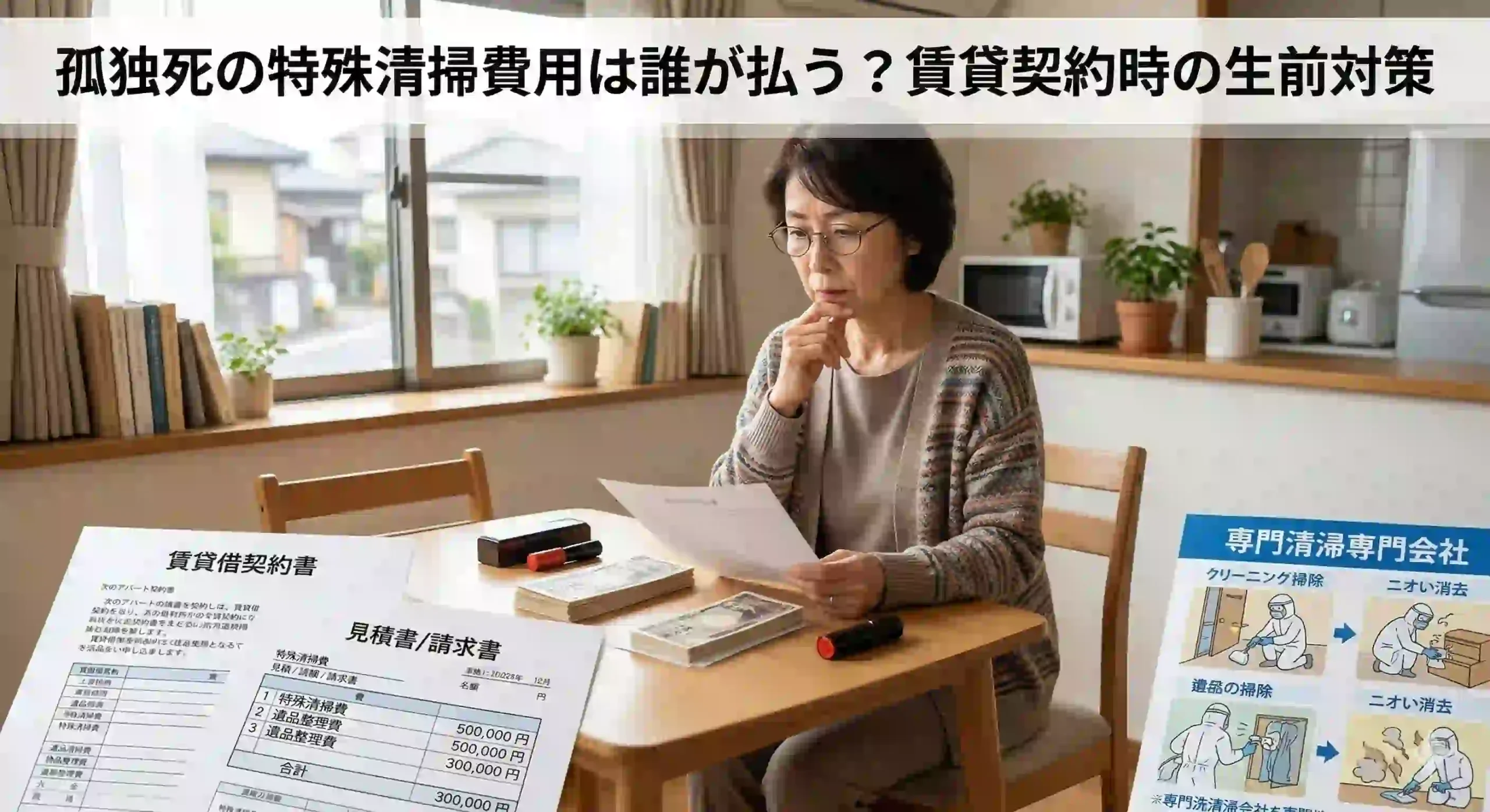 孤独死の特殊清掃費用は誰が払う？賃貸契約時の生前対策