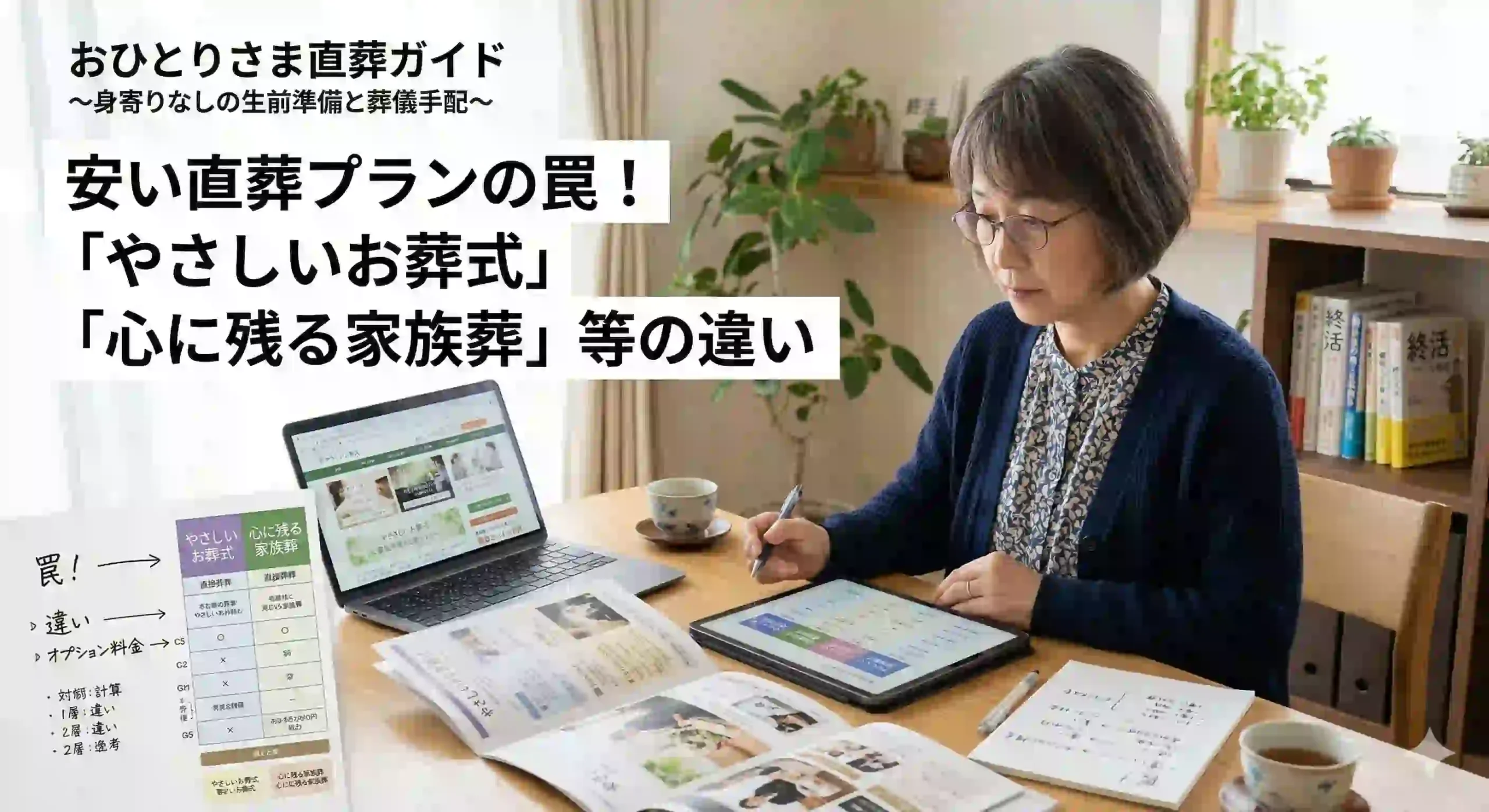 安い直葬プランの罠！「やさしいお葬式」「心に残る家族葬」等の違い